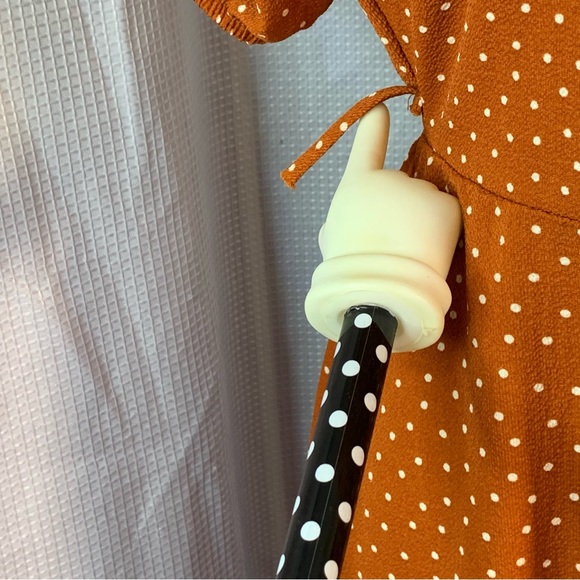 MONTEAU Flattering Rust Orange and Cream Polka Dot Short Sleeve Dress - Picture 9 of 11